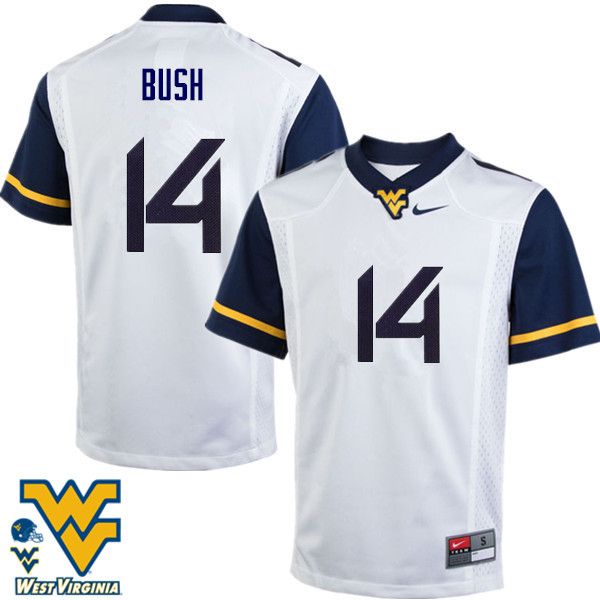 Men #14 Tevin Bush West Virginia Mountaineers College Football Jerseys-White - Click Image to Close